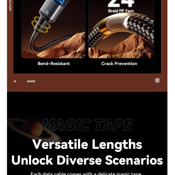 ESSAGER ES-X61 USB A to C Cable 100W Fast Charging Grey