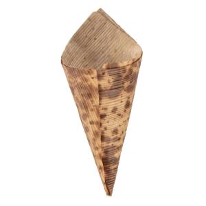 China LFGB Bamboo Leaf Disposable Serving Cone For French Fry wholesale