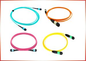 China MPO-MPO Female 12 Fibers Low Loss 0.35dB Type A B Plenum (OFNP) OS2 9/125 Single Mode Trunk Cable, Yellow wholesale