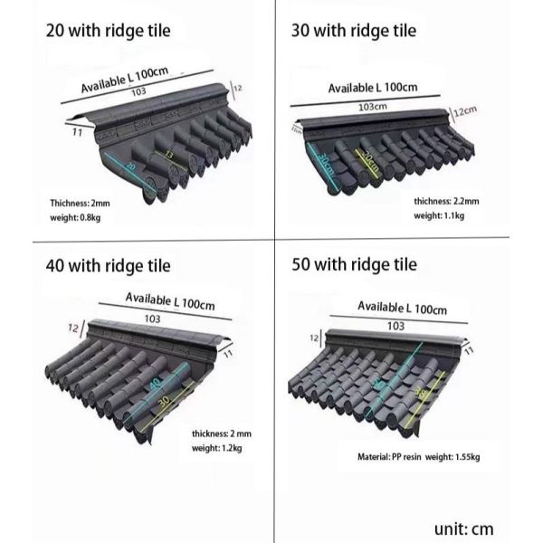 Decorative PP Roofing Sheets for House Easy to Install Chinese Antique Roof Tiles Plastic