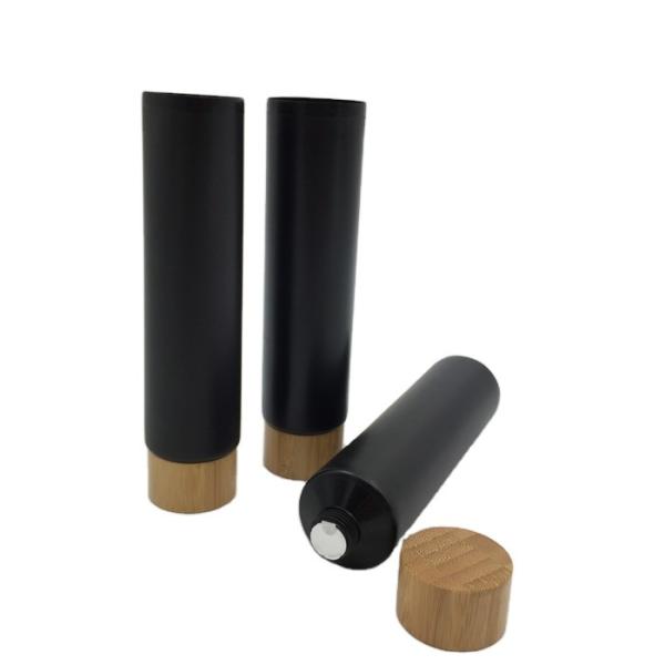 Quality 200ml Aluminum Cosmetic Soft Tube Packaging For Cosmetics Bamboo Lid 40/400 40MM for sale