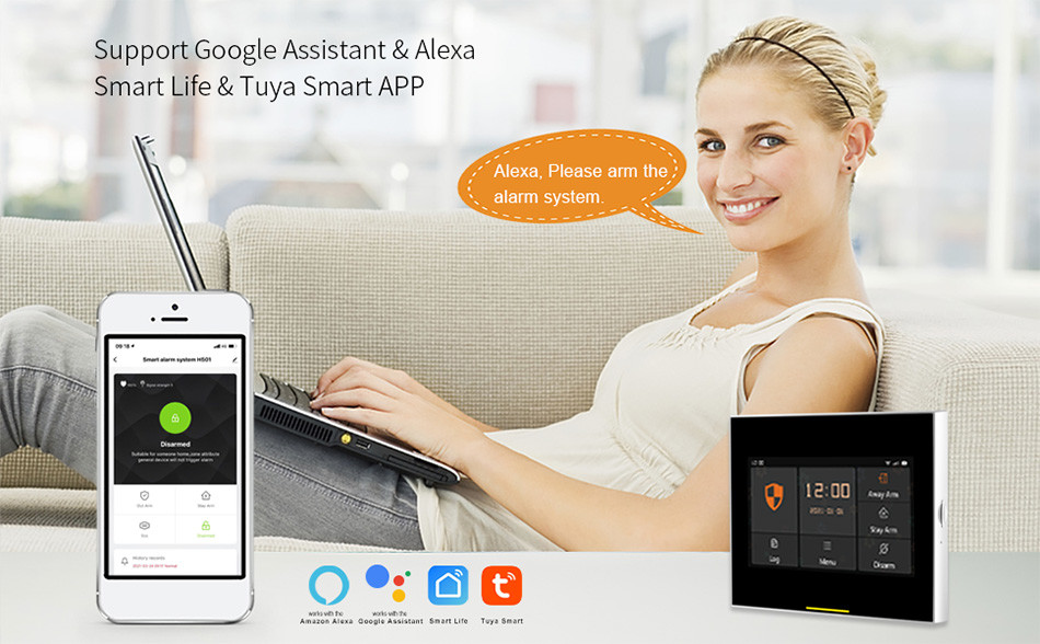 Glomarket Tuya 4g / Wifi DIY Home Security Alarm Systems Wireless App Control Anti Theft