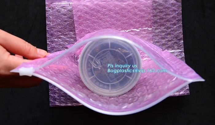 reusable air bubble stationery packaging bags envelope shock proof bag with slider zip lock for fragile articles, zip