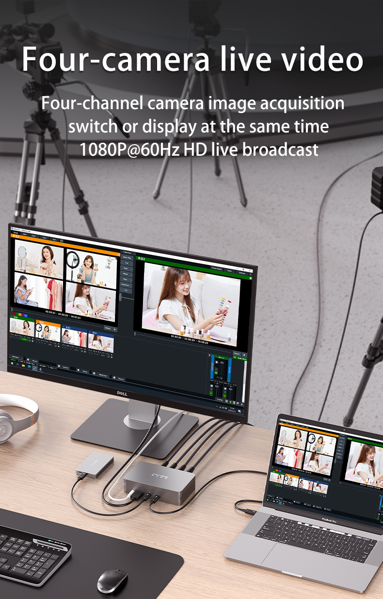 4-channel SDI Input Thunderbolt 3 Capture Card for Video Capture in Live Broadcasting