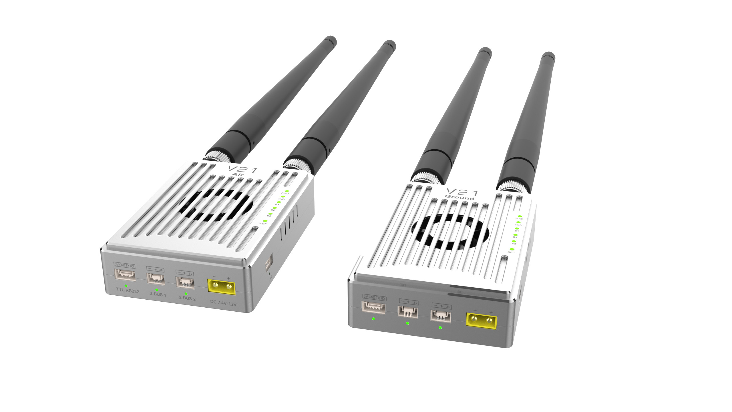 V21 Video&Data&RC link supports three frequency bands and can transmit 15km Ground-to-Air with a bulit-in web page