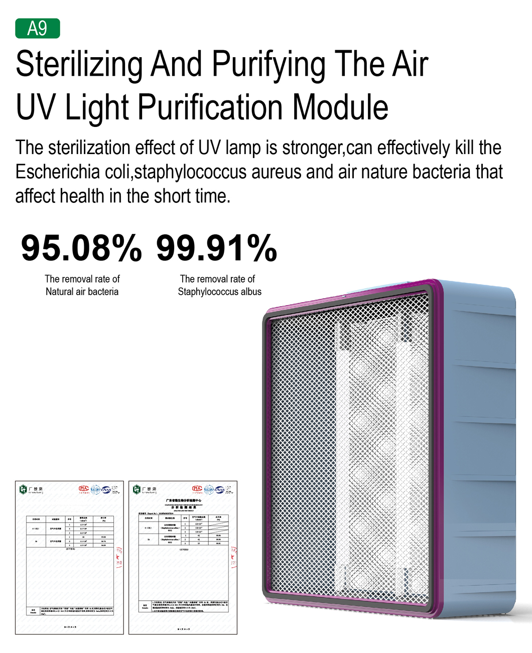 Homefish ODM UV Air Cleaner Negative Ion H13 True HEPA Filter Air Purifier Activated Carbon Tuya Smart Wifi Air Purifier