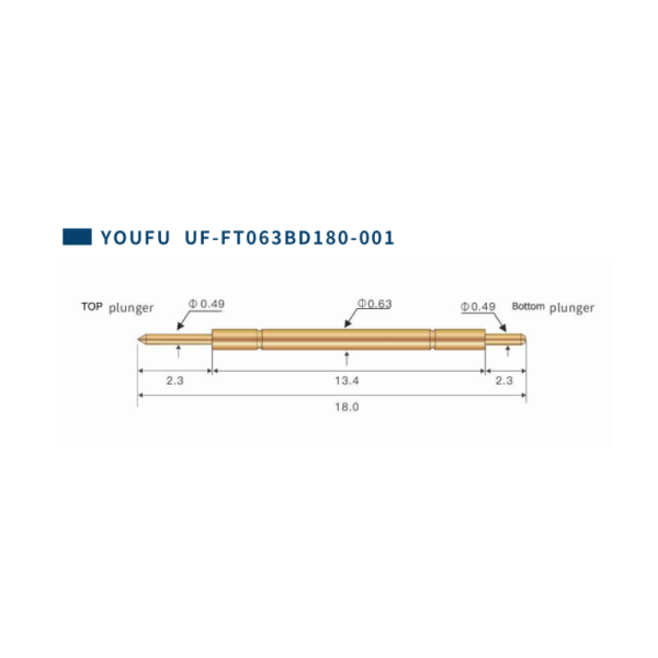 Gold Plated Spring Test Probe with 2A Current Rating and Custom Sizes for BGA Testing