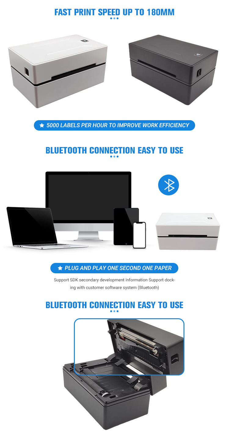 USB Blue tooth Eryin Shipping Label Printer for Wireless Thermal Printing on Computer and Phone