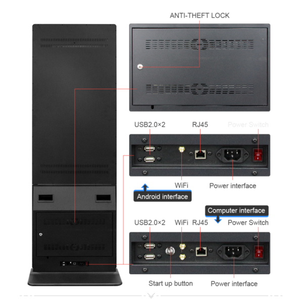 Android System Digital Signage with Infrared Touch Screen Multi-OS Support and Full HD Resolution for Interactive Advertising