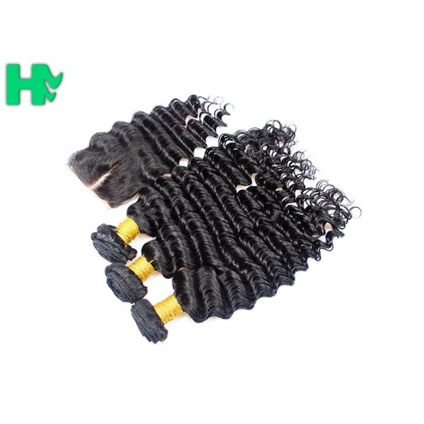 Natural Black Deep Wave 4x4 Frontal Lace Closure Length Combination No Shedding