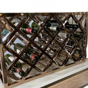China Non Faded Stainless Steel Metal Fabrication Mirror Surface Metal Wine Rack Rose Gold wholesale