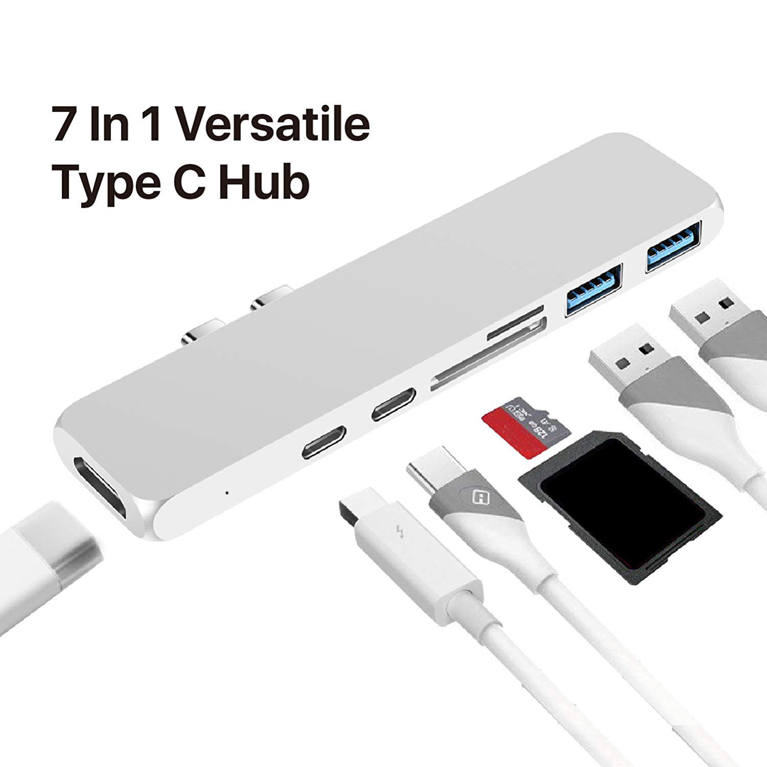 Best Type-C Duo Adapter 50Gbps MacBook Pro 2018 2017 2016 13" 15",USB-C 100W Power Delivery,USBC 5Gbps Data,4K