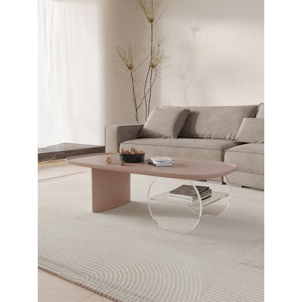 Acrylic High Density Board Living Room Coffee Table Oval Shape Modern