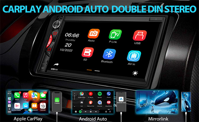AHD 7 Inch Android Auto Car Stereo 1024x600 2 Din Car Stereo Support Dual Rear Front Camera