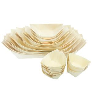 Portable Wood Biodegradable Disposable Tableware Plates Boat Shape