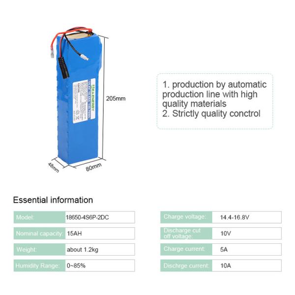 Diving Light 14.4V 10.4A Lithium Ion Battery Pack 7S4P With Connector