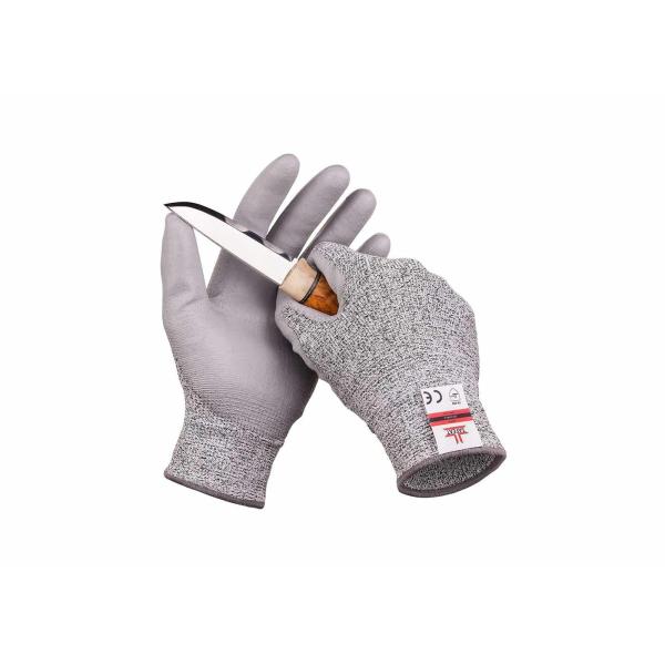Non Slip PU Palm Cut Resistant Work Gloves / Cut Level 5 Safety Gloves High Performance