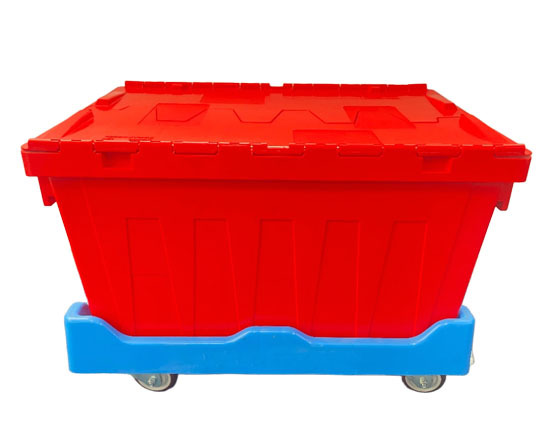 Logistics Stackable Moving Crates Plastic Container Dolly Cart