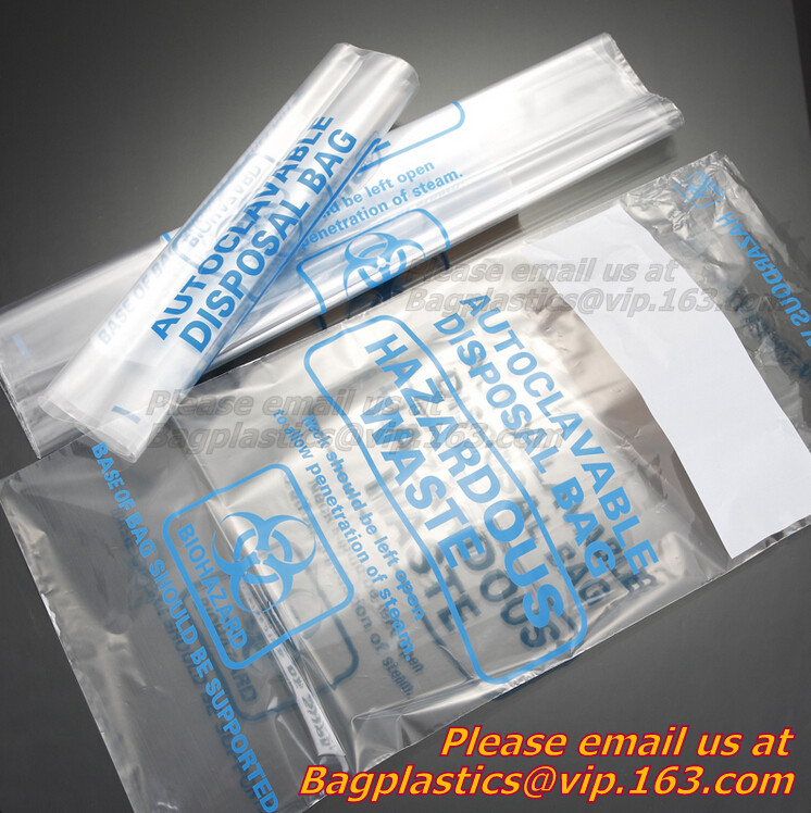 biodegradable biohazard bag/Recycled garbage bag, Polyethylene Biohazard Printed Clear Plastic Zip lockk Specimen Bags Wit