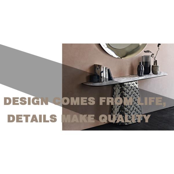Mirror Type Reflective Console Table 380mm Width Marble Look