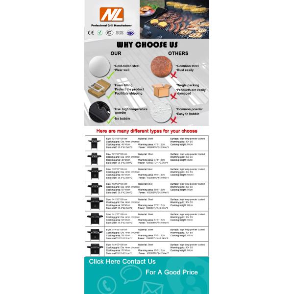 Powder Coated Outdoor Camping Barbecue Grills Smoker Portable Smokeless Bbq Gas Grills With Trolley