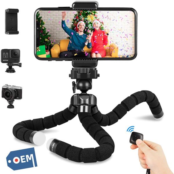 Quality Flexible Phone Tripod Mini Camera Tripod for iPhone, Octopus Tripod with Remote and Phone Holder, 360° Rotating Vlogging for sale