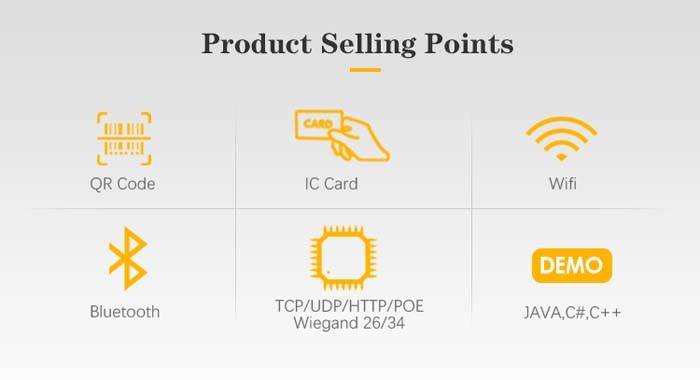 1D 2D Wiegand QR Code Reader Access Control RFID Smart Card Reader