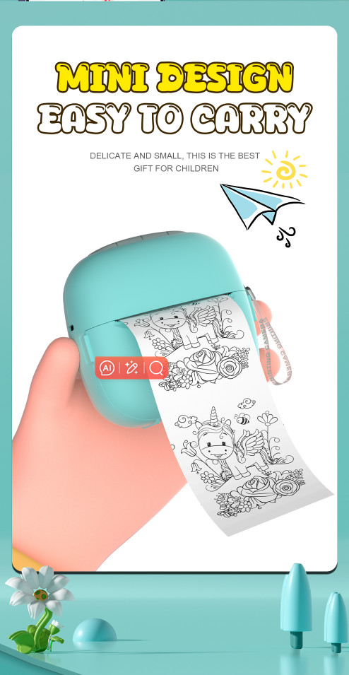 Bluetooth 5.1 Wireless Bluetooth Color Small Sticker Printer With Alarm Clock