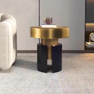 China Titanium Noir Side Marble Ceramic Coffee Table Gold Frame Sleek wholesale
