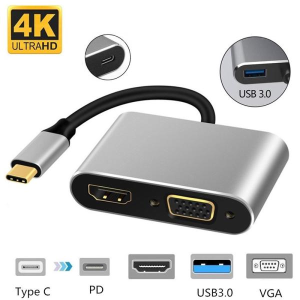 Quality Mac OS X Macbook Pro Type C HDMI Hub USB C To VGA USB3.0 PD 87W for sale