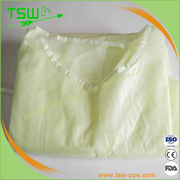Thumb Loop High Fluid 18gsm 40gsm Disposable Nonwoven Isolation Gown