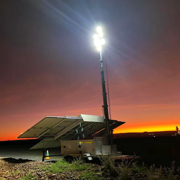 Towable Light Tower Generator Light Tower Height 5 Sections 7M Mobile Solar Light Tower Rental