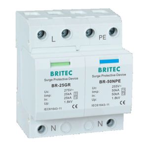 China BR-25GR 1P+1 T1+T2 Surge Arrester 25KA Single Phasse Spd surge protector surge arrestor 100ka wholesale