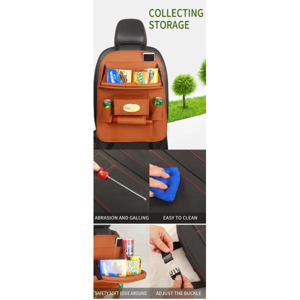 Multifunctional Back Seat Tool Organizer , PU Leather Hanging Car Organizer 67 * 43cm