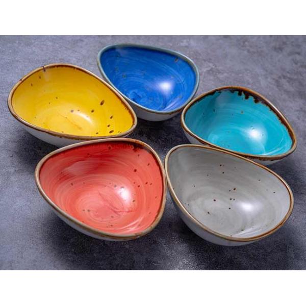 4.75 Inch Triangle Shape Stoneware Small Ceramic Bowl Set