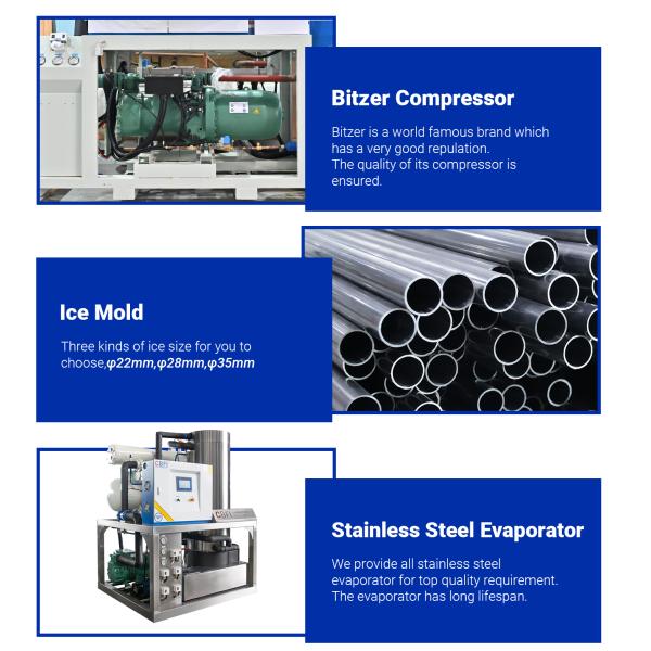 5 Ton Saw Cut (Solid No Hole) Tube Ice Machine Space-Saving Stainless Steel Design