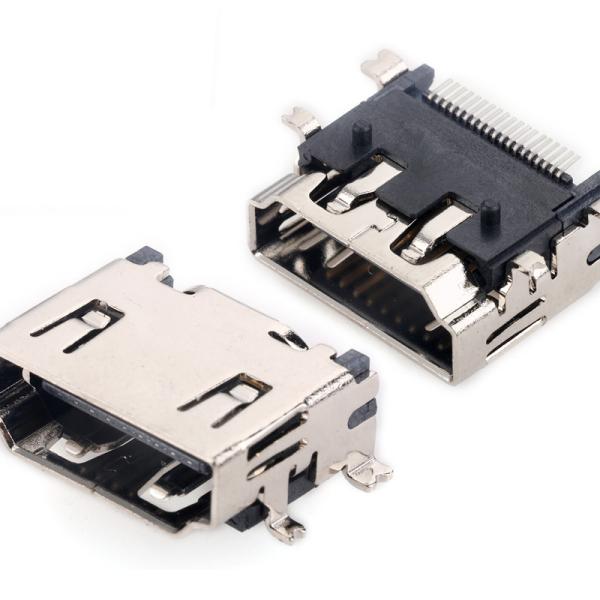 Horizontal HDMI PCB Socket Female SMT Type A Connector 10000 Cycles