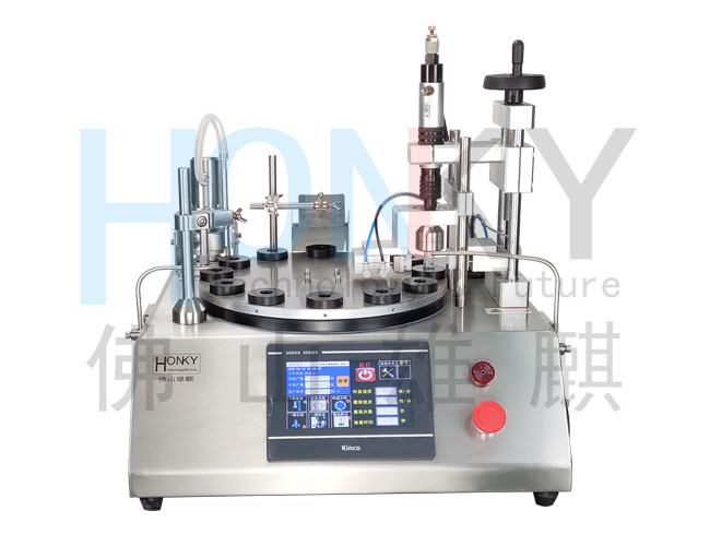 Desktop semiauto essential oil bottle filling and capping machine with multiple size fitting for glass bottle packing