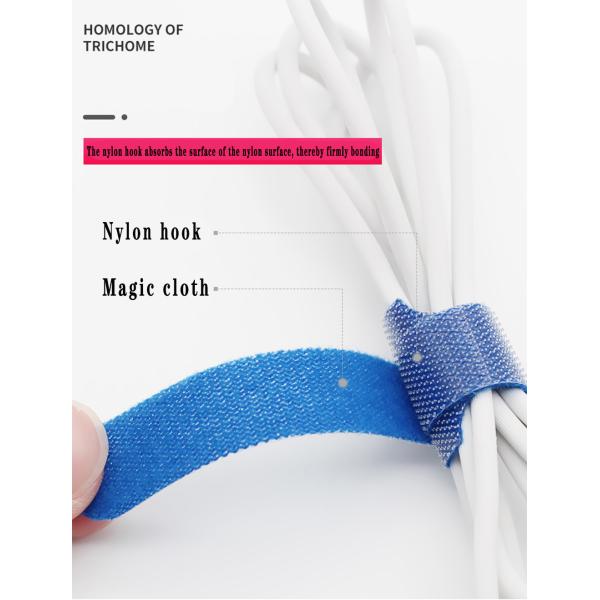 500mm Nylon Straight Hook And Loop Cable Ties T Shaped 20mm