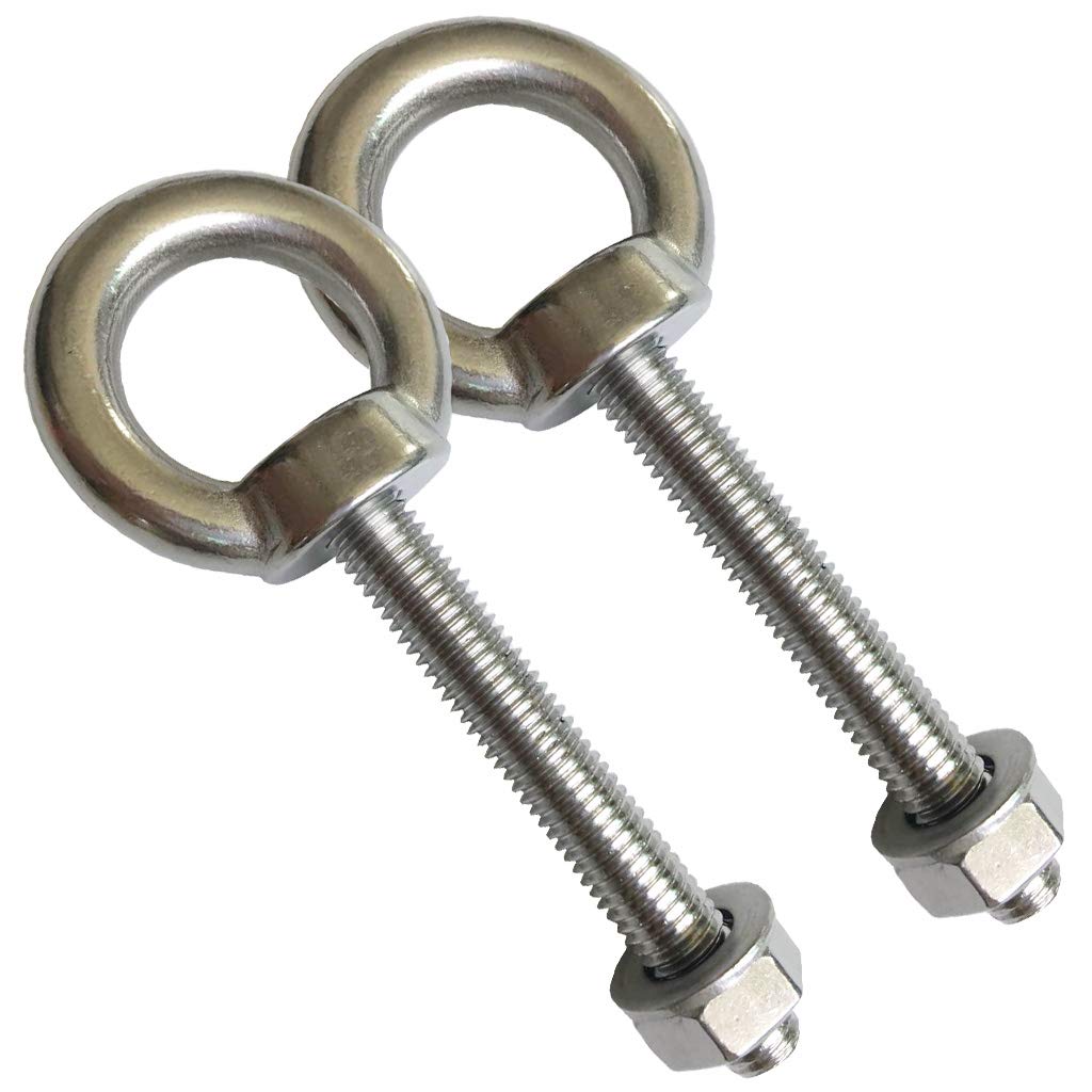 JIS Standard Corrosion-Resistant Stainless Steel Thread Lifting Ring Shoulder Eye Bolts 3/8" X 2.75" with Nuts and Washer