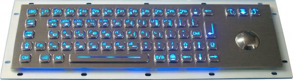 Quality IP65 Long stroke Backlit USB Keyboard with trackball , industrial metal keyboard for sale