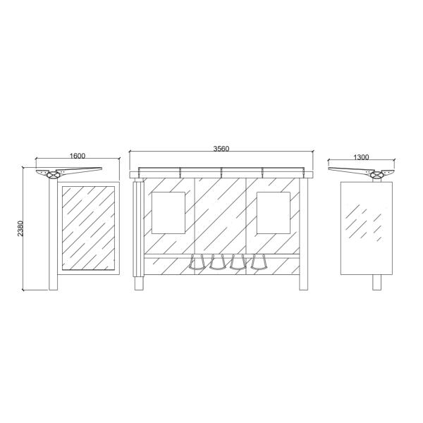 3560*1600*2380mm 20AH 150W Bus Stop Shelter