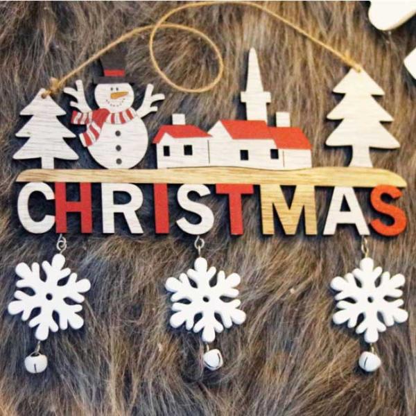 Home Restaurant Wooden Christmas Door Hanging Santa Snowman Elk Decoration
