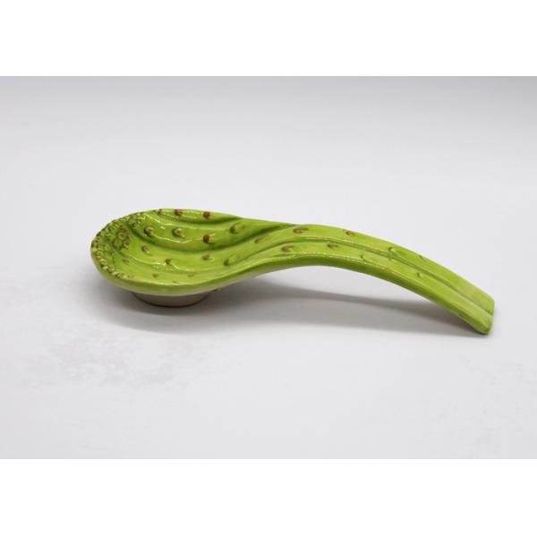 Green Vegetable Asparagus Ceramic Spoon Rest Cook Holder Dolomite Spoon Holder