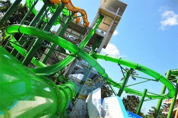 Quality Transparent Aqualoop Water Slide 16m Green Adult Freefall Twist Water Slide for sale