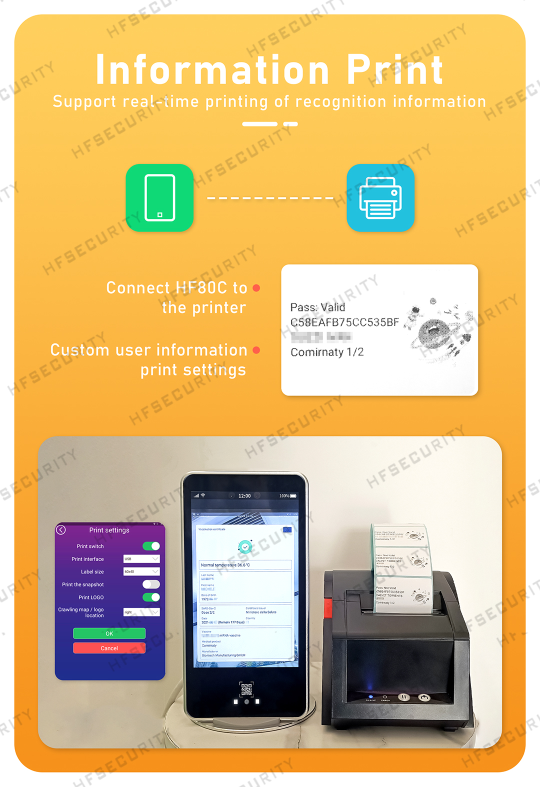 HFSecurity Face Recognition EU Health Code Scan Device