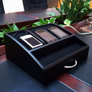 Black Charging Station, Desk top Organizer, Keep your Devices Organized, to Hold Mobile Phones, Keys, Wallet and more