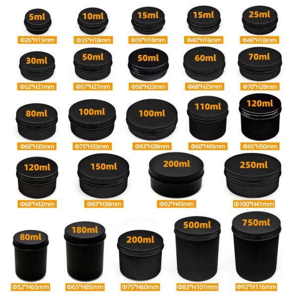 Custom Black Aluminum Candle Tin Metal Case for Solid Scented Candle 6 oz With Lids Food Storage Box Industrial Food