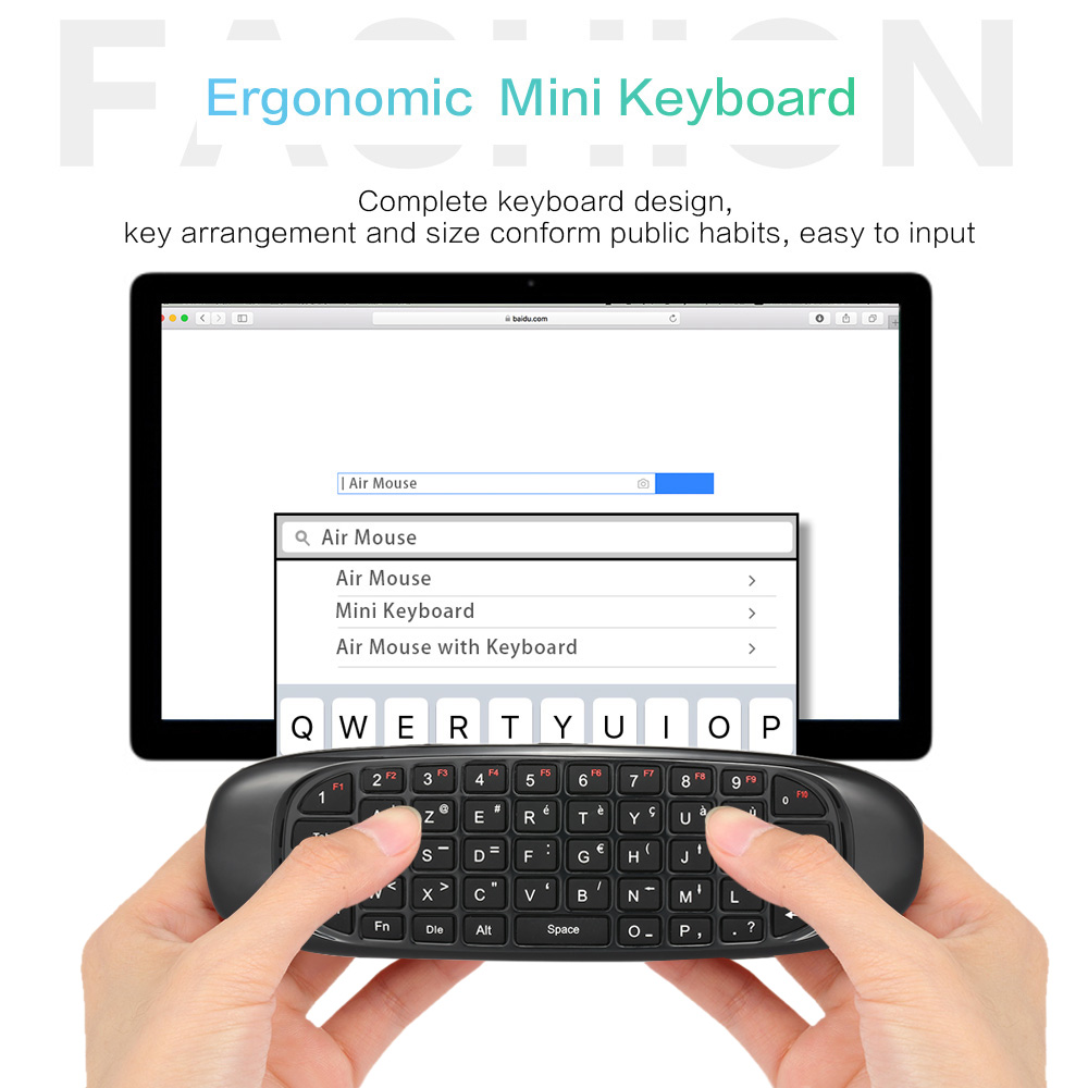 6 axes Gyroscope C120 2.4G Air Mouse Rechargeable Wireless Keyboard Remote Control for Android TV Box Computer English Version(2)