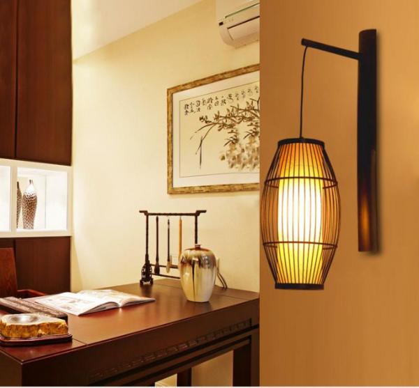 Chinese retro solid wood wall lamp - Hotel Bamboo corridor lamp -antique bamboo lantern wall lamp